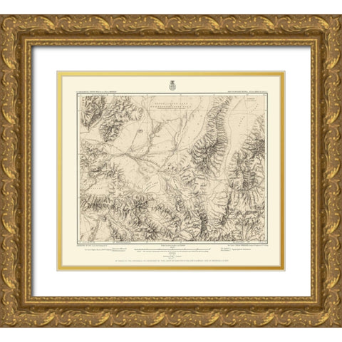 Western Nevada Geographical Sheet - US Army 1882 Gold Ornate Wood Framed Art Print with Double Matting by US Army