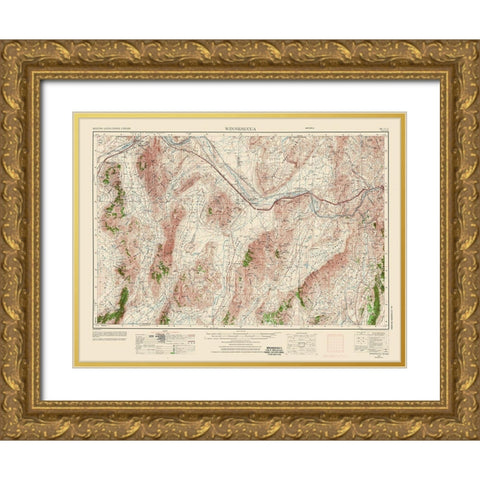 Winnemucca Nevada Quad - USGS 1955 Gold Ornate Wood Framed Art Print with Double Matting by USGS