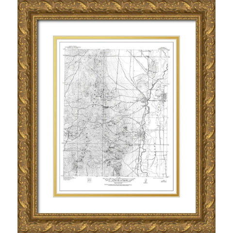 Yerington District Nevada - USGS 1915 Gold Ornate Wood Framed Art Print with Double Matting by USGS