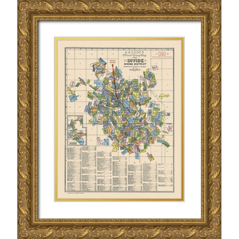 Divide Mining District Landowner Nevada - Codd Gold Ornate Wood Framed Art Print with Double Matting by Codd