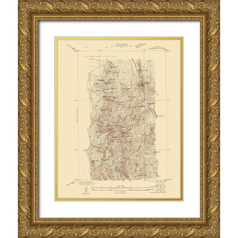 Eureka Mining District Nevada Sheet - USGS 1927 Gold Ornate Wood Framed Art Print with Double Matting by USGS