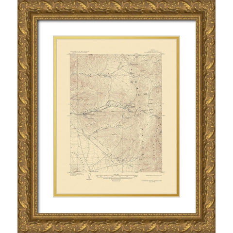 Rochester Mining Nevada - USGS 1928 Gold Ornate Wood Framed Art Print with Double Matting by USGS