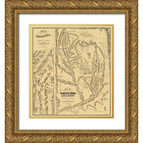 White Pine Range Mining Landowner NV Gold Ornate Wood Framed Art Print with Double Matting by Bancroft