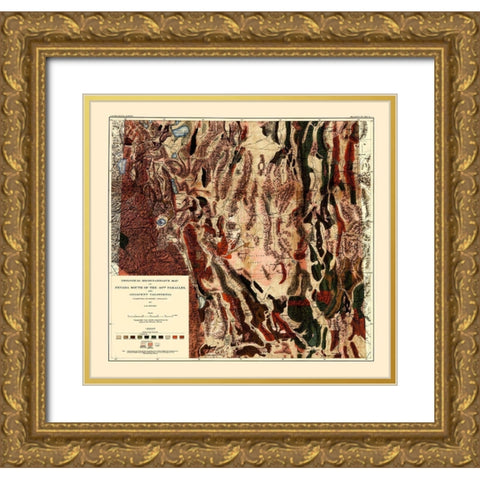 Nevada S 40th Parallel Nevada - Spurr 1903 Gold Ornate Wood Framed Art Print with Double Matting by Spurr