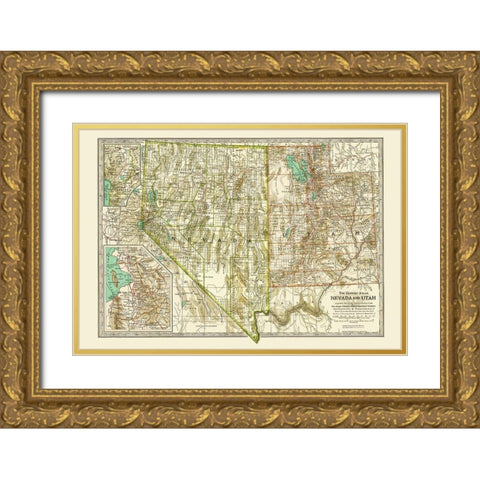 Nevada, Utah - Matthews 1807 Gold Ornate Wood Framed Art Print with Double Matting by Matthews