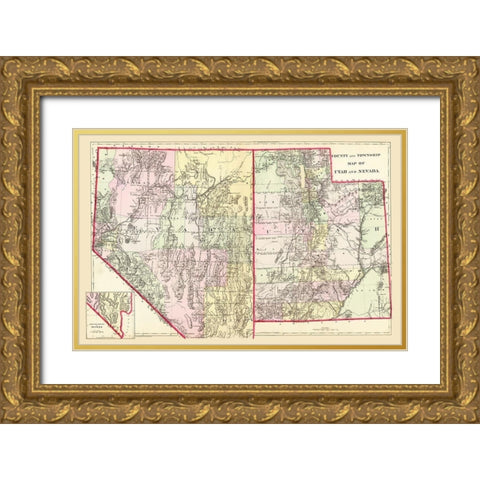 Nevada, Utah - Mitchell 1890 Gold Ornate Wood Framed Art Print with Double Matting by Mitchell
