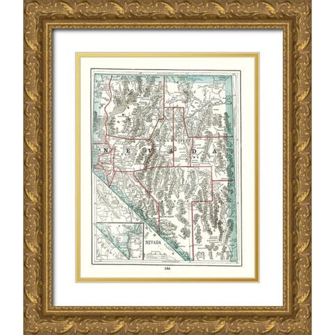 Nevada - Rathbun 1893 Gold Ornate Wood Framed Art Print with Double Matting by Rathbun