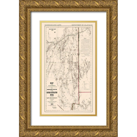 Nevada - Wheeler 1869  Gold Ornate Wood Framed Art Print with Double Matting by Wheeler
