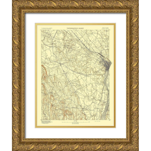 Albany New York Sheet - USGS 1893 Gold Ornate Wood Framed Art Print with Double Matting by USGS