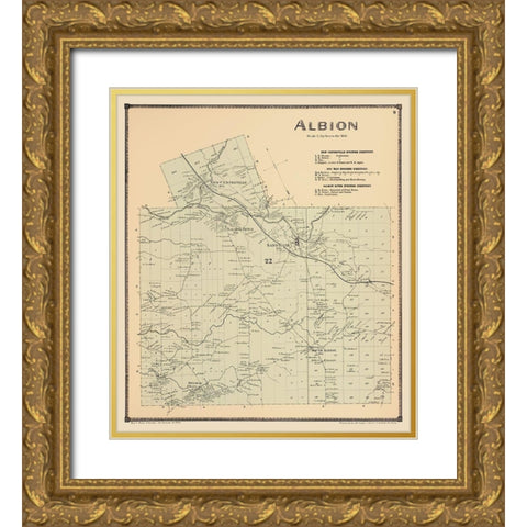 Albion New York Landowner - Stone 1867 Gold Ornate Wood Framed Art Print with Double Matting by Stone