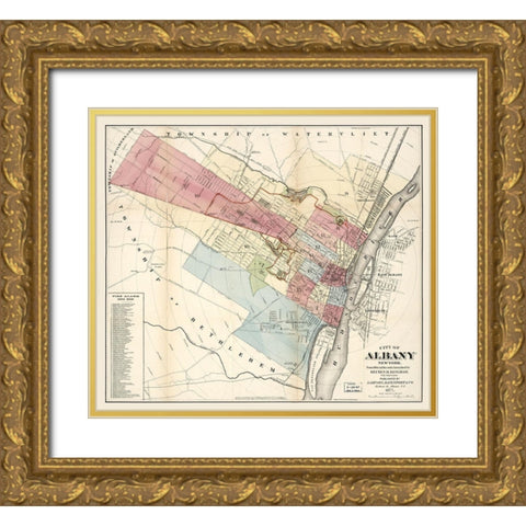 Albany New York - Bingham 1877  Gold Ornate Wood Framed Art Print with Double Matting by Bingham