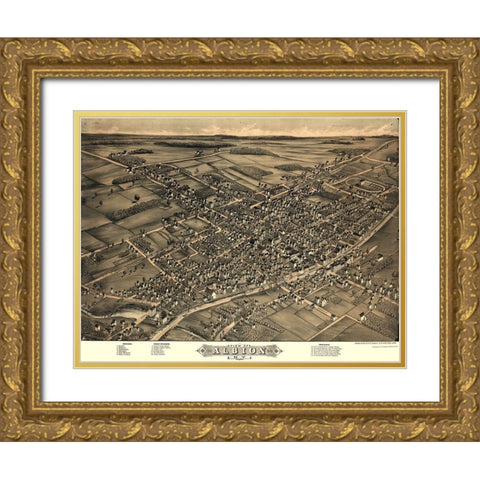 Albion New York - Rowley 1880  Gold Ornate Wood Framed Art Print with Double Matting by Rowley