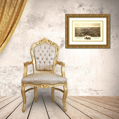Antwerp New York - Burleigh 1888  Gold Ornate Wood Framed Art Print with Double Matting by Burleigh