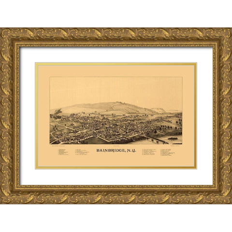 Bainbridge New York - Burleigh 1889  Gold Ornate Wood Framed Art Print with Double Matting by Burleigh