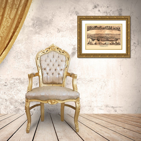 Bath New York - Corbin 1878  Gold Ornate Wood Framed Art Print with Double Matting by Corbin