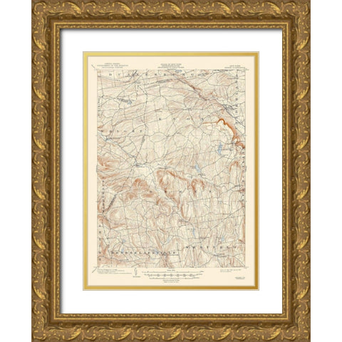 Berne New York Quad - USGS 1903 Gold Ornate Wood Framed Art Print with Double Matting by USGS