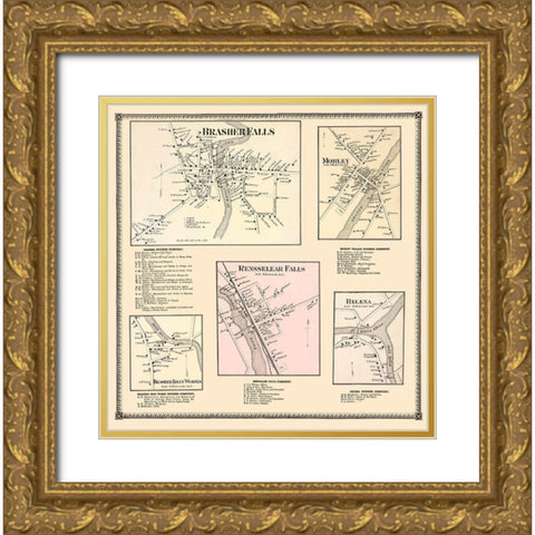 Brasher Falls, Morley, Renssellear Falls, Helena Gold Ornate Wood Framed Art Print with Double Matting by Stone