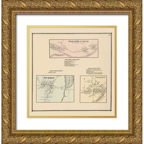 North Blenheim Summit Esperance New York Landowner Gold Ornate Wood Framed Art Print with Double Matting by Beers