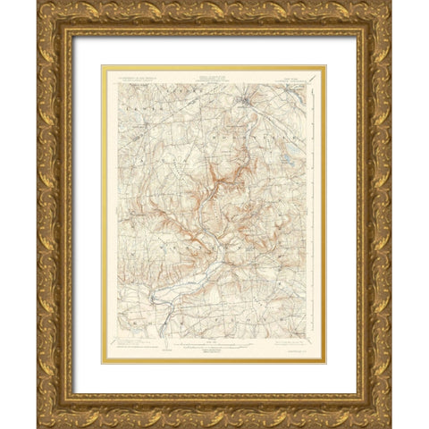 Boonville New York Quad - USGS 1904 Gold Ornate Wood Framed Art Print with Double Matting by USGS