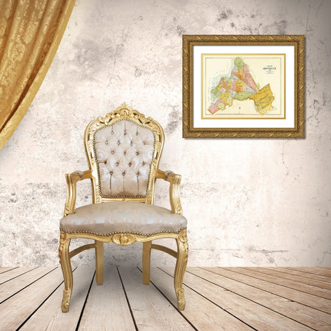 Brooklyn, Unionville New York - Robinson 1890 Gold Ornate Wood Framed Art Print with Double Matting by Robinson