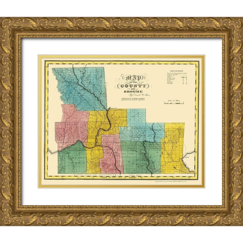 Broome New York Landowner - Burr 1829 Gold Ornate Wood Framed Art Print with Double Matting by Burr