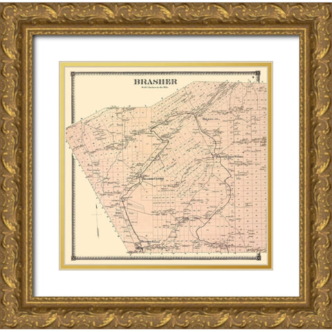 Brasher New York Landowner - Stone 1865 Gold Ornate Wood Framed Art Print with Double Matting by Stone
