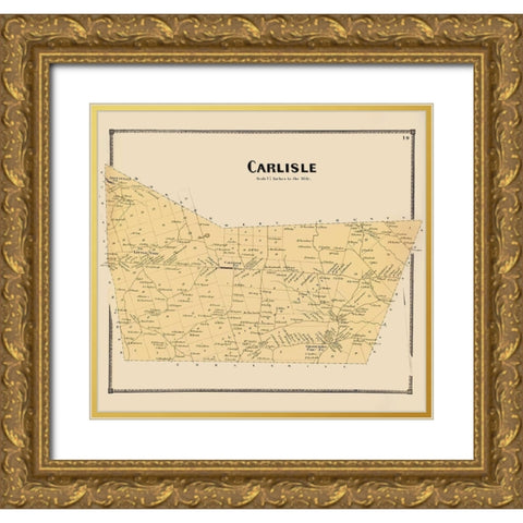 Carlisle New York Landowner - Beers 1866 Gold Ornate Wood Framed Art Print with Double Matting by Beers