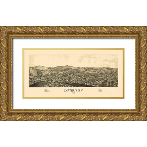 Chatham New York - Burleigh 1886  Gold Ornate Wood Framed Art Print with Double Matting by Burleigh