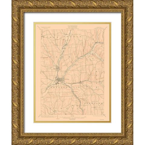 Cortland New York Quad - USGS 1903 Gold Ornate Wood Framed Art Print with Double Matting by USGS