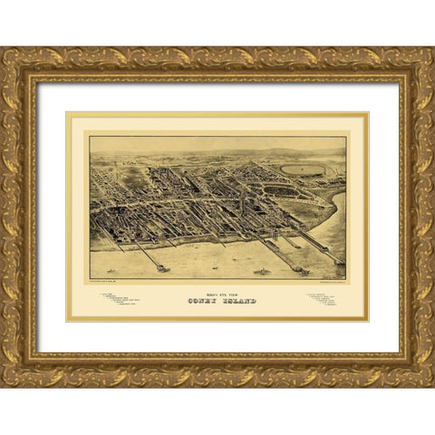 Coney Island New York - Mark 1906 Gold Ornate Wood Framed Art Print with Double Matting by Mark