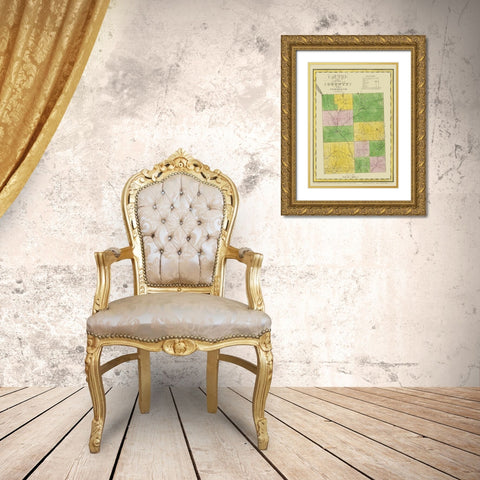 Cortland New York Landowner - Burr 1829 Gold Ornate Wood Framed Art Print with Double Matting by Burr