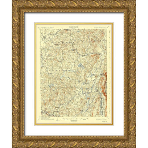Copake New York Massachetts Quad - USGS 1904 Gold Ornate Wood Framed Art Print with Double Matting by USGS