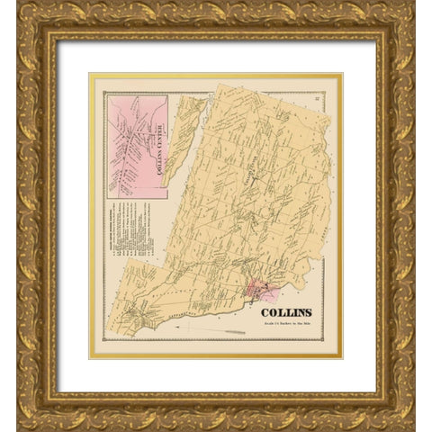 Collins New York Landowner - Stone 1866 Gold Ornate Wood Framed Art Print with Double Matting by Stone