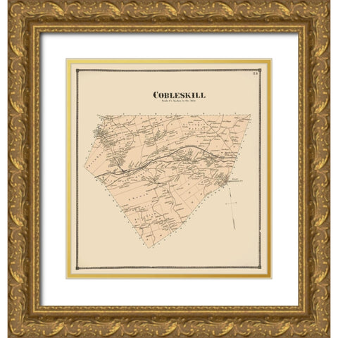 Cobleskill New York Landowner - Beers 1866 Gold Ornate Wood Framed Art Print with Double Matting by Beers