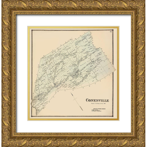 Conesville New York Landowner - Stone 1866 Gold Ornate Wood Framed Art Print with Double Matting by Stone