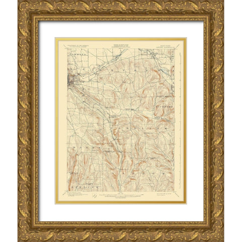 Dryden New York Quad - USGS 1900 Gold Ornate Wood Framed Art Print with Double Matting by USGS