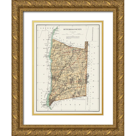 Dutchess New York Landowner - Bien 1895 Gold Ornate Wood Framed Art Print with Double Matting by Bien