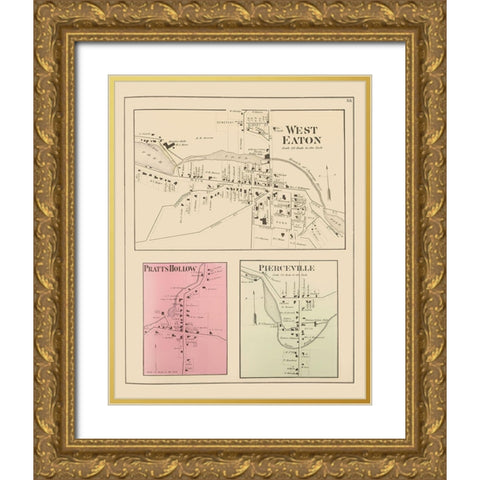 West Eaton New York Landowner - Whitman 1875 Gold Ornate Wood Framed Art Print with Double Matting by Whitman