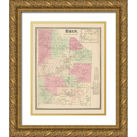 Erin New York Landowner - Beers 1869 Gold Ornate Wood Framed Art Print with Double Matting by Beers