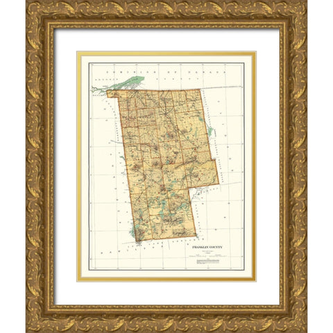 Franklin New York Landowner - Bien 1895 Gold Ornate Wood Framed Art Print with Double Matting by Bien