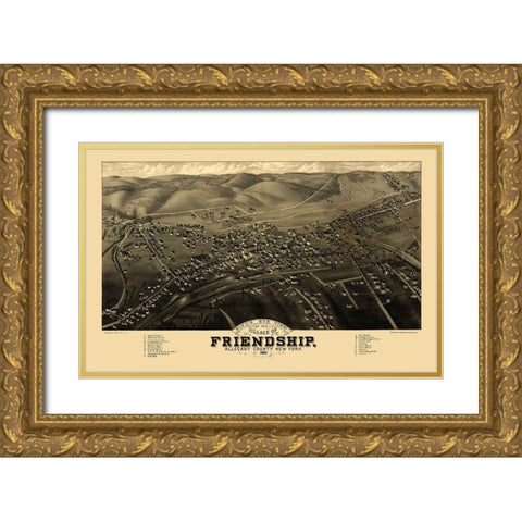 Friendship New York - Stoner 1882  Gold Ornate Wood Framed Art Print with Double Matting by Stoner