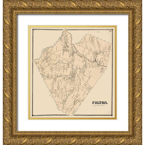 Fulton New York Landowner - Stone 1866 Gold Ornate Wood Framed Art Print with Double Matting by Stone