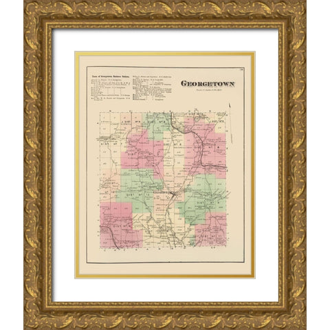 Georgetown New York Landowner - Whitman 1875 Gold Ornate Wood Framed Art Print with Double Matting by Whitman