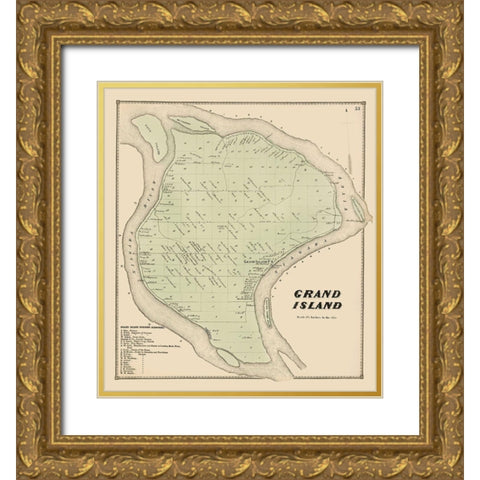 Grand Island New York Landowner - Stone 1866 Gold Ornate Wood Framed Art Print with Double Matting by Stone