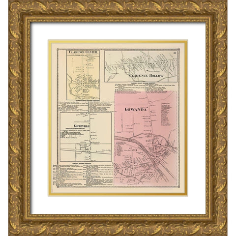 Gowanda New York Landowner - Stone 1866 Gold Ornate Wood Framed Art Print with Double Matting by Stone
