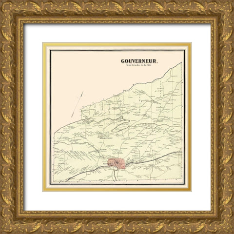 Gouverneur New York Landowner - Stone 1865 Gold Ornate Wood Framed Art Print with Double Matting by Stone