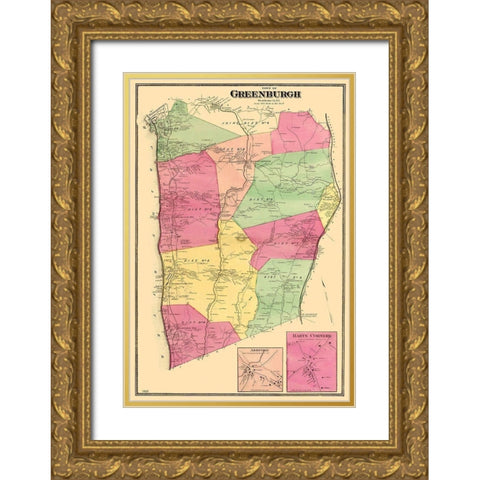 Greenburgh New York - Beers 1868 Gold Ornate Wood Framed Art Print with Double Matting by Beers