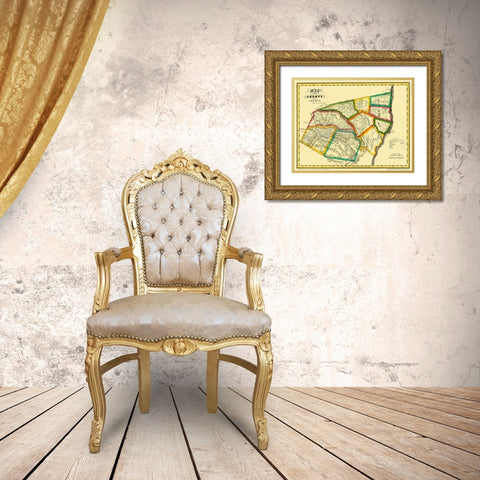Greene New York Landowner - Burr 1829 Gold Ornate Wood Framed Art Print with Double Matting by Burr