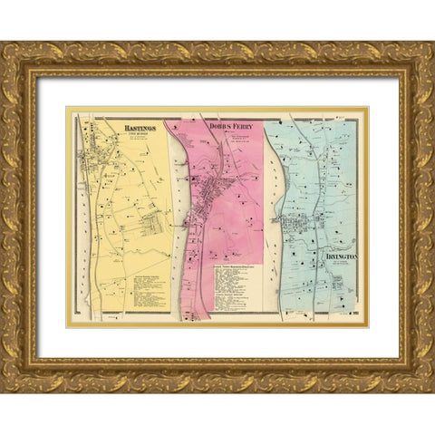 Hastings Dobbs Ferry Irvington New York Landowner Gold Ornate Wood Framed Art Print with Double Matting by Beers