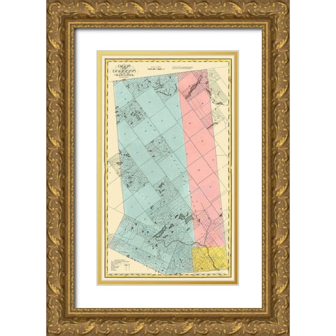 Hamilton New York Landowner - Burr 1829 Gold Ornate Wood Framed Art Print with Double Matting by Burr